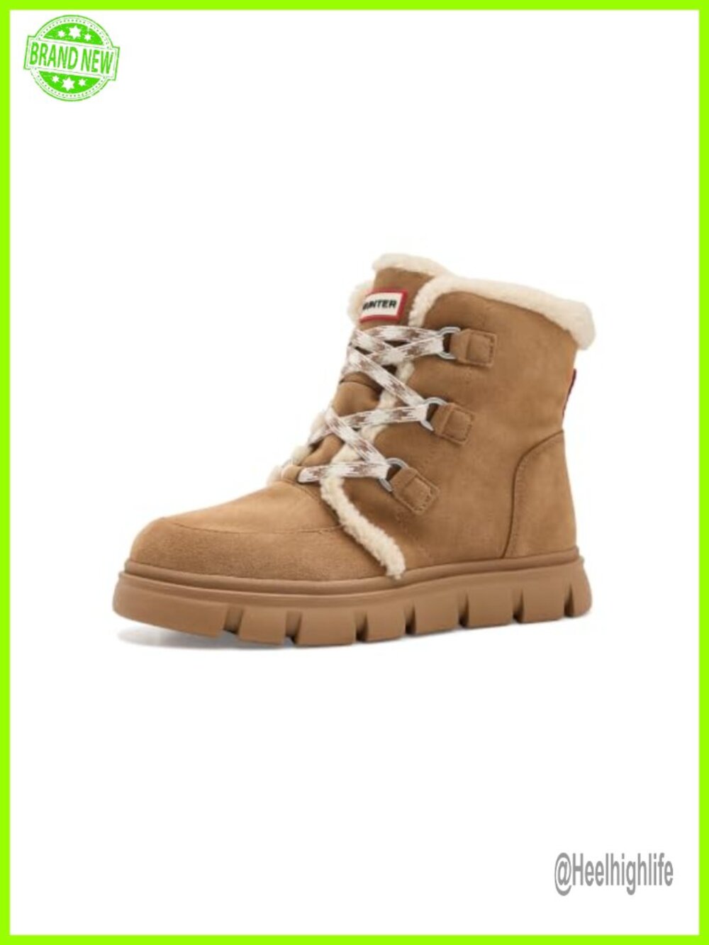 Insulated Lace-Up Ankle Booties Faux Fur Trim Suede Winter Boots